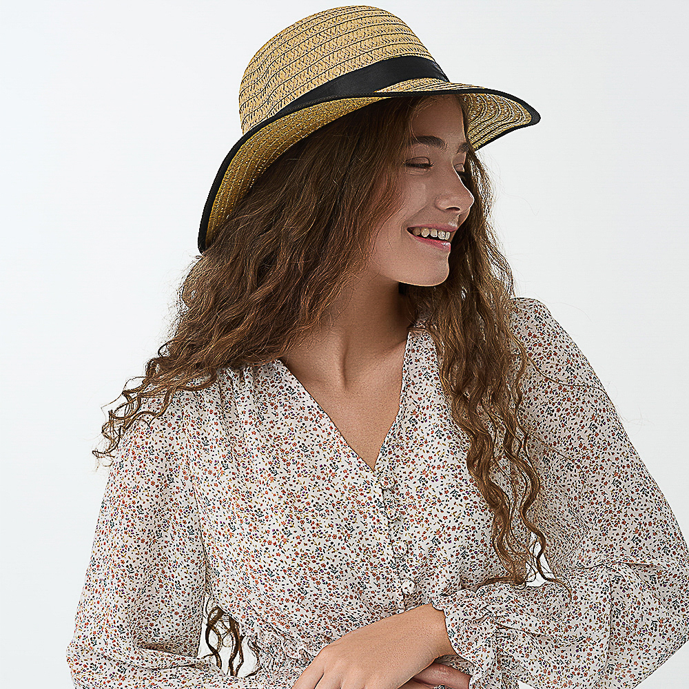 GALANTE Шляпка женская с контрастной окантовкой, р-р 56, 100% целлюлоза, 3 цвета - #9