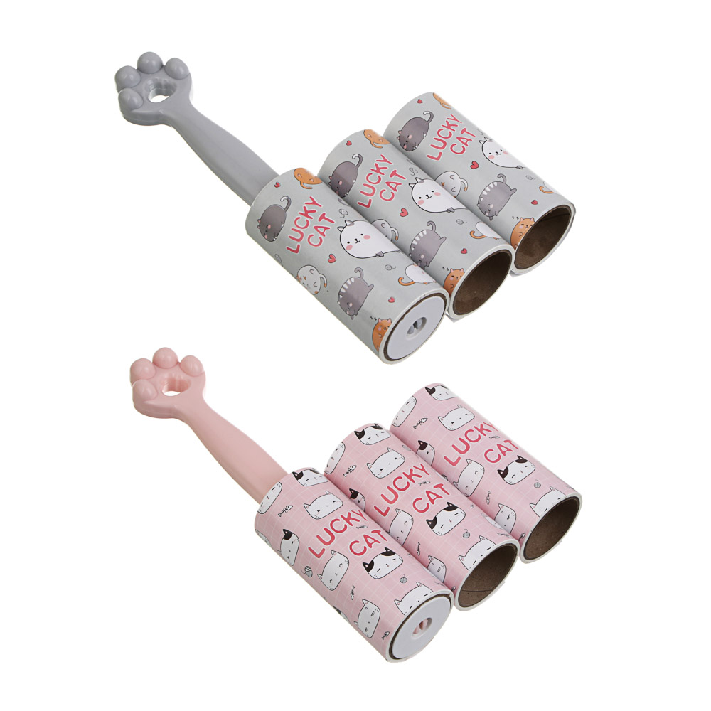 Ролик для чистки одежды с кошачьей лапкой + 2 сменных блока, 40 листов, пластик - #1