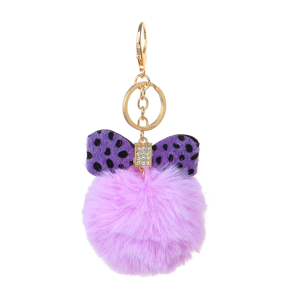 Брелок 8х15см, "Помпон с бантиком", искусственный мех, металлический карабин, 4 цвета - #1