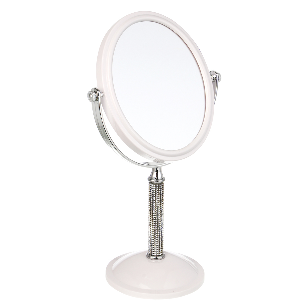 ЮНИLOOK Кристал Зеркало настольное на подставке, пластик, стекло, высота 30см, 16х13см, белый - #2