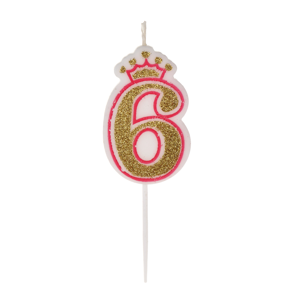 Свеча для торта тм Fntastic 5,6 см, в форме цифр (6), парафин - #1
