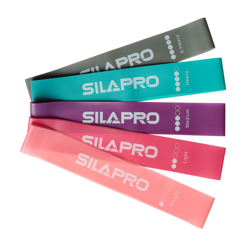 SILAPRO Набор фитнес резинок 5шт (2,5кг, 4,5кг,7кг, 9кг, 14кг), 60х5см, латекс - #4