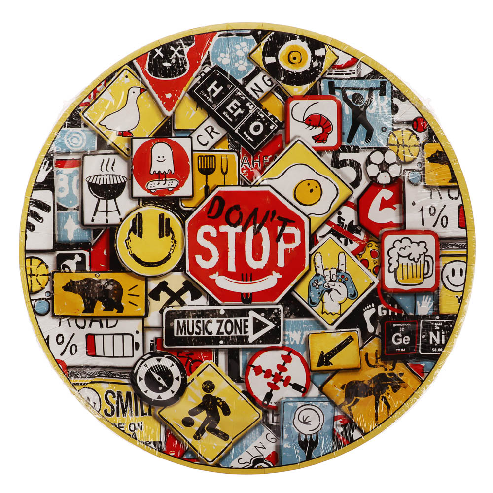 Набор бумажных тарелок Знаки яркие, в т/у пленке, 6 шт d=230 мм - #3