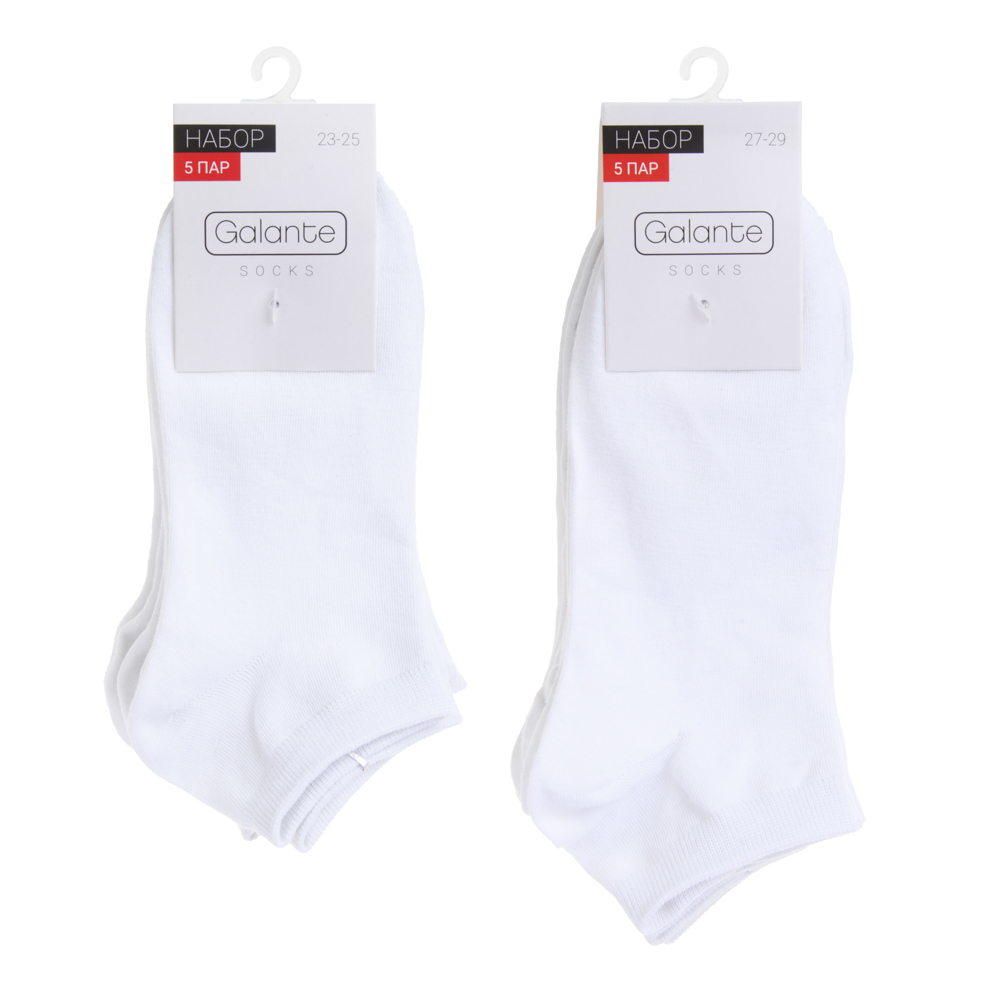 GALANTE Набор носков 5 пар, укороченные, р.23-25, 85% хл, 10% полиамид, 5% спандекс, цв.белый, #47 - #3