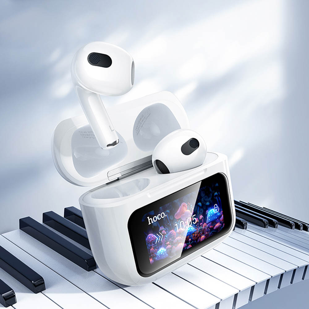 Наушники беспроводные TWS hoco. модель EW81 Elegant, вкладыши, дисплей, 300/30мАч, BT5.4, цвет:белый - #8