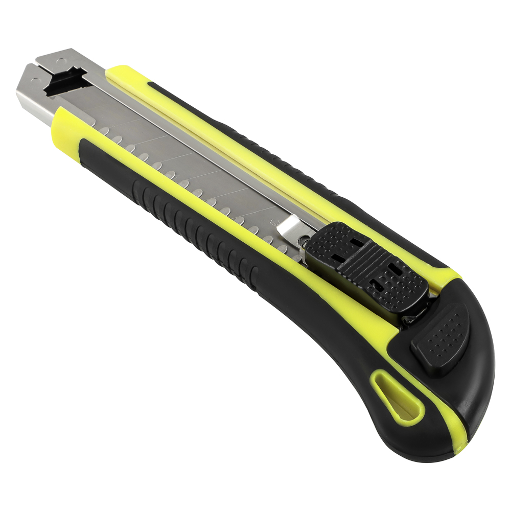 ЕРМАК Нож универсальный 18мм, метал.направ., Autolock, пластик+TPR, +2 запасных лезвия, блистер - #1