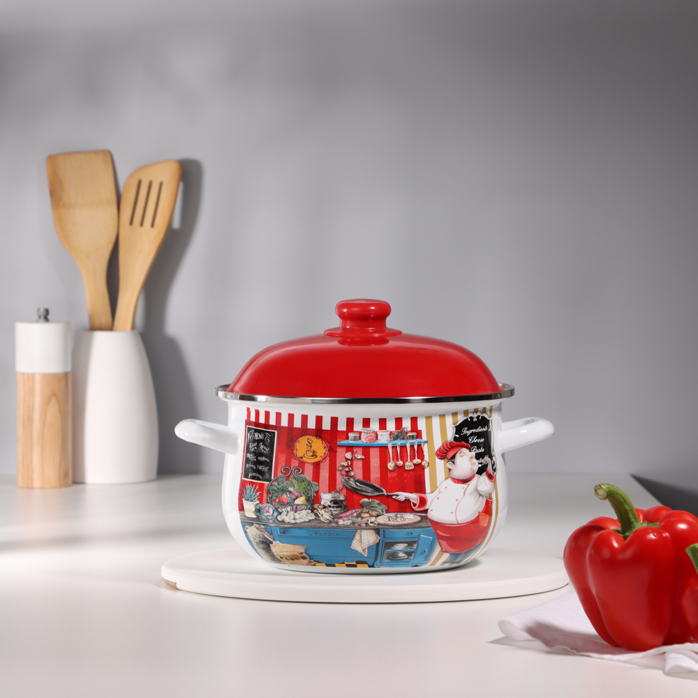 VETTA Повар Кастрюля эмалированная, 22см, 3,6л, индукция - #8