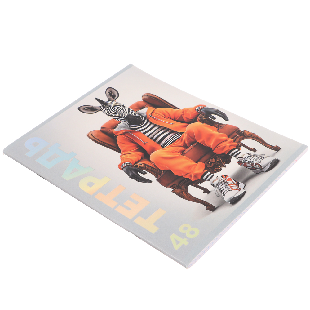 ClipStudio Тетрадь 48л. в клетку, офсет, обл. мел.картон, скрепка, выб лак, "Звери в креслах" 4 диз. - #13