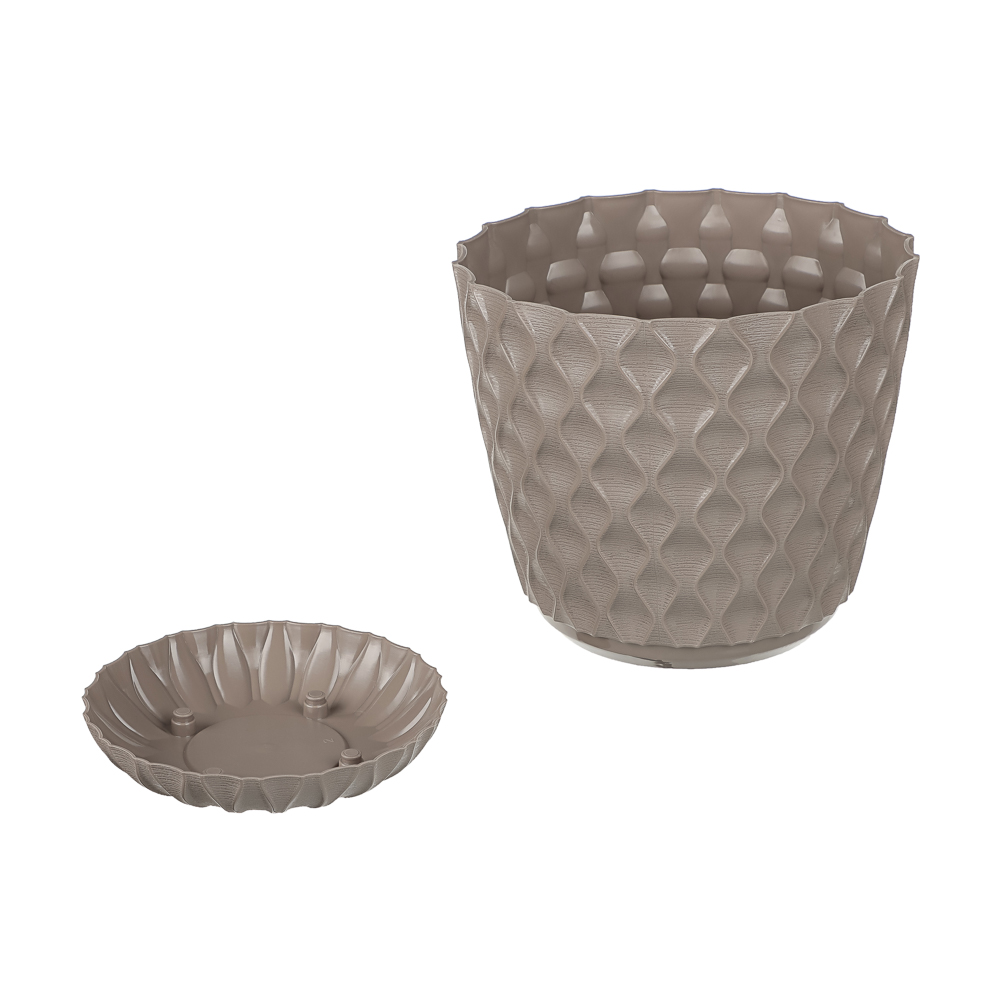 Горшок для цветов с поддоном "Wave", 2.5 л, d=17.5 см, микс цветов - #3