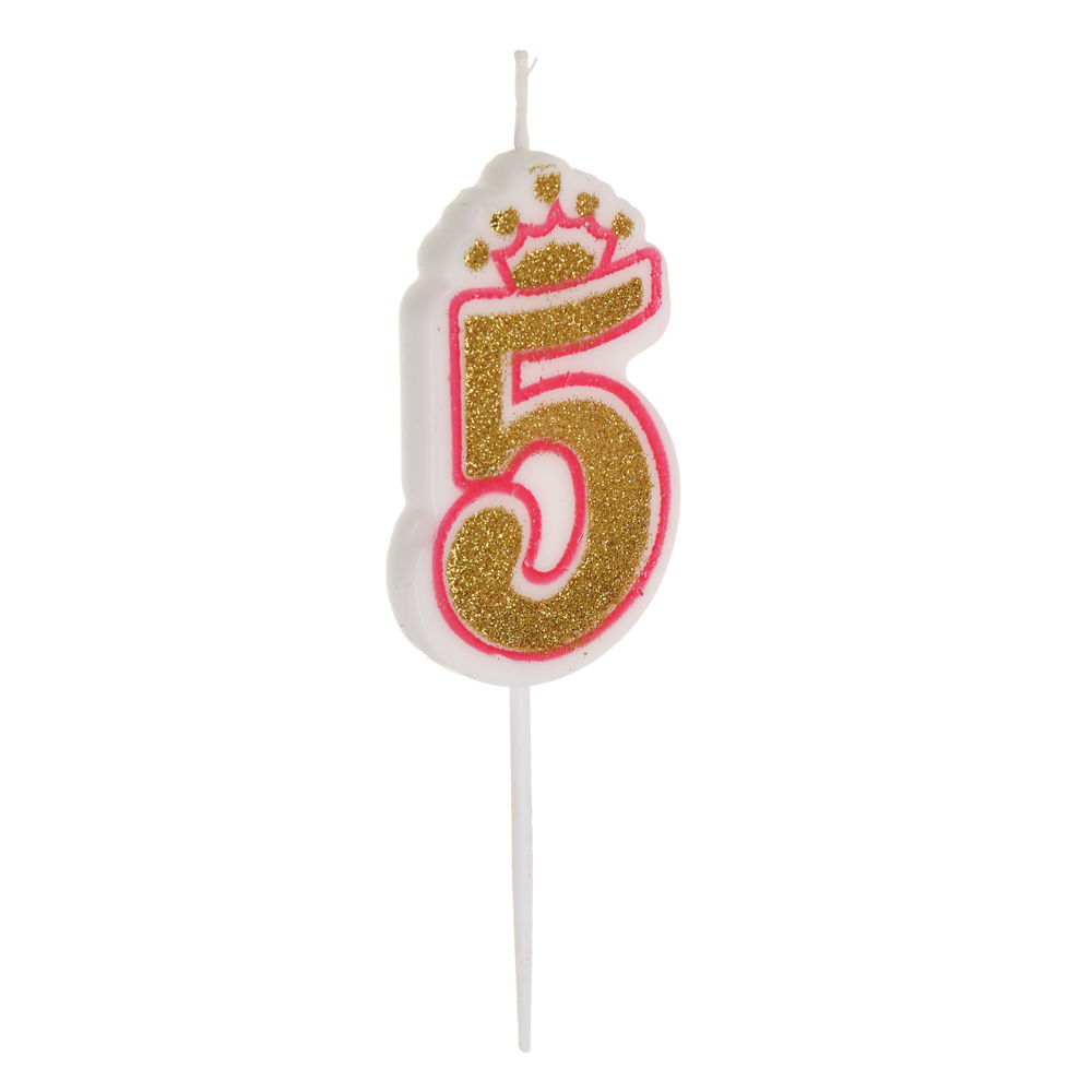 Свеча для торта тм Fntastic 5,6 см, в форме цифр (5), парафин - #2