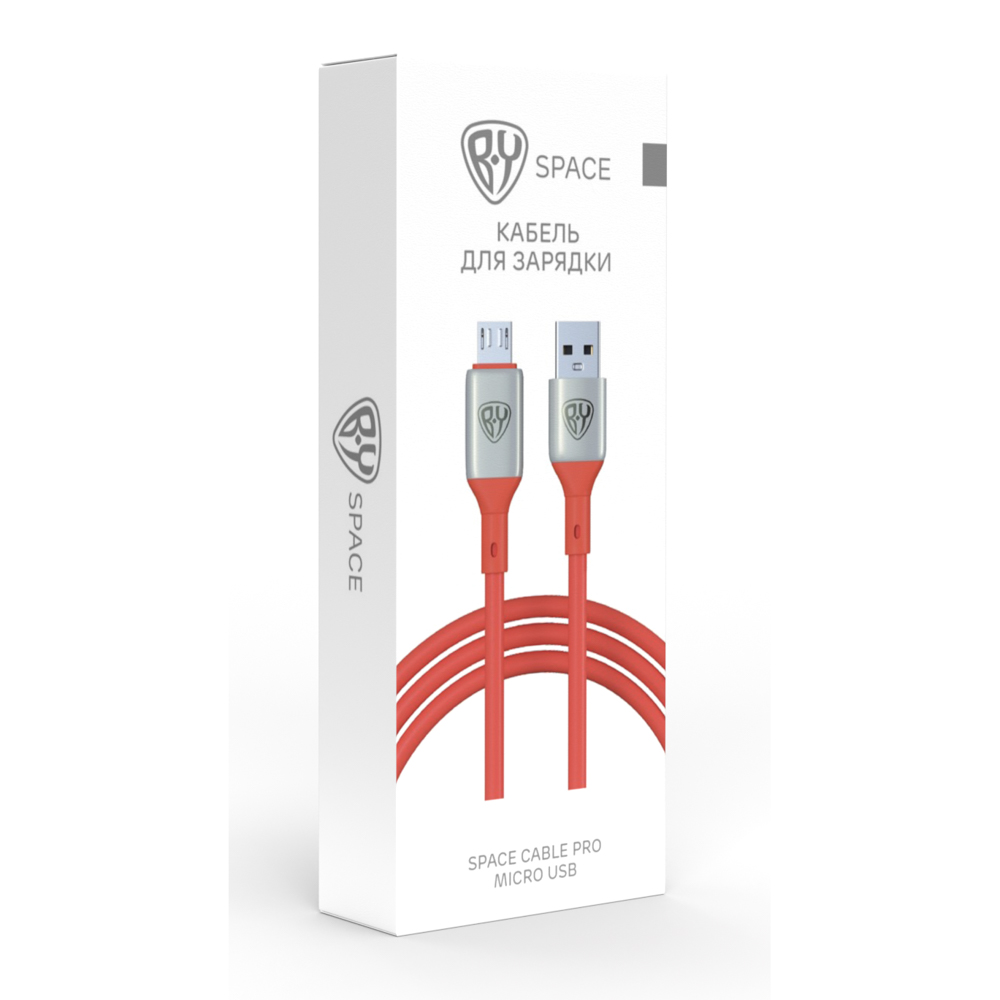 BY Кабель для зарядки Space Cable Pro Micro USB, 1м, Быстрая зарядка QC3.0, штекер металл, красный - #2