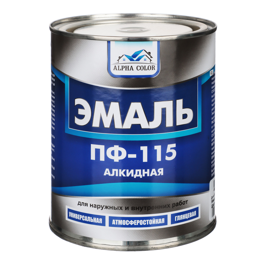 ALPHA COLOR Эмаль черная ПФ 115 0,8 кг. - #1