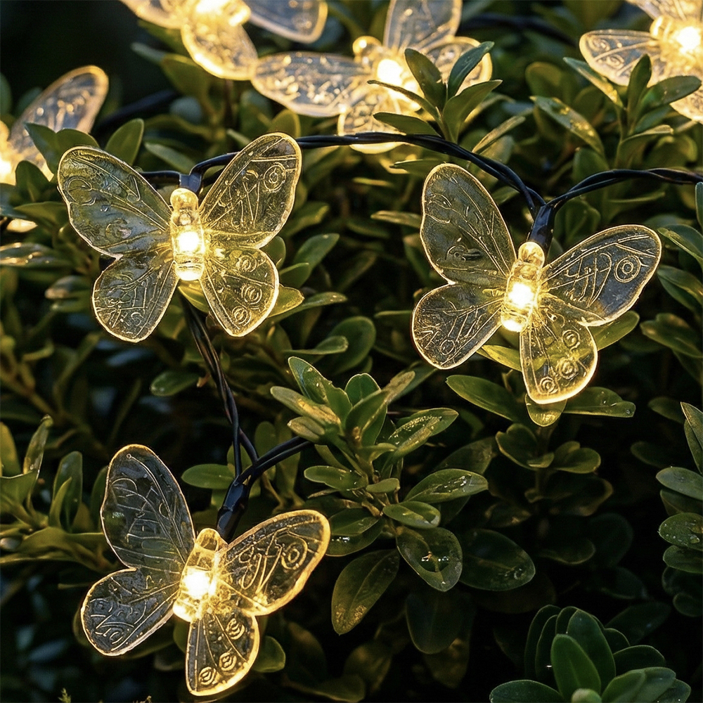 Гирлянда на солн. батар. тм INBLOOM Бабочки,7м, 25LED, шампань, AAA 600mAh Ni-MH, 2 реж., ABS,PVC,PS - #1