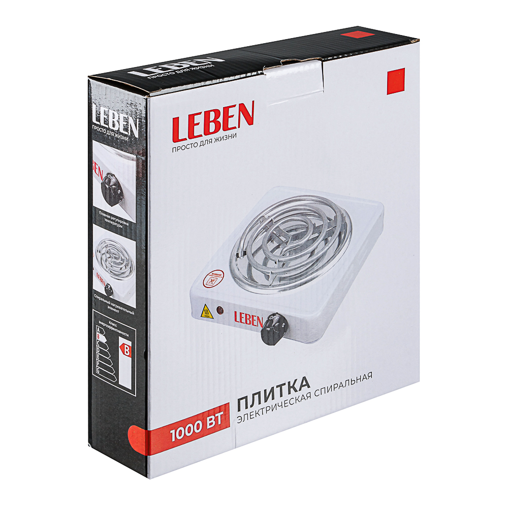 LEBEN Плитка электрическая одноконфорочная 1000Вт нагр. эл. спираль d14см - #5