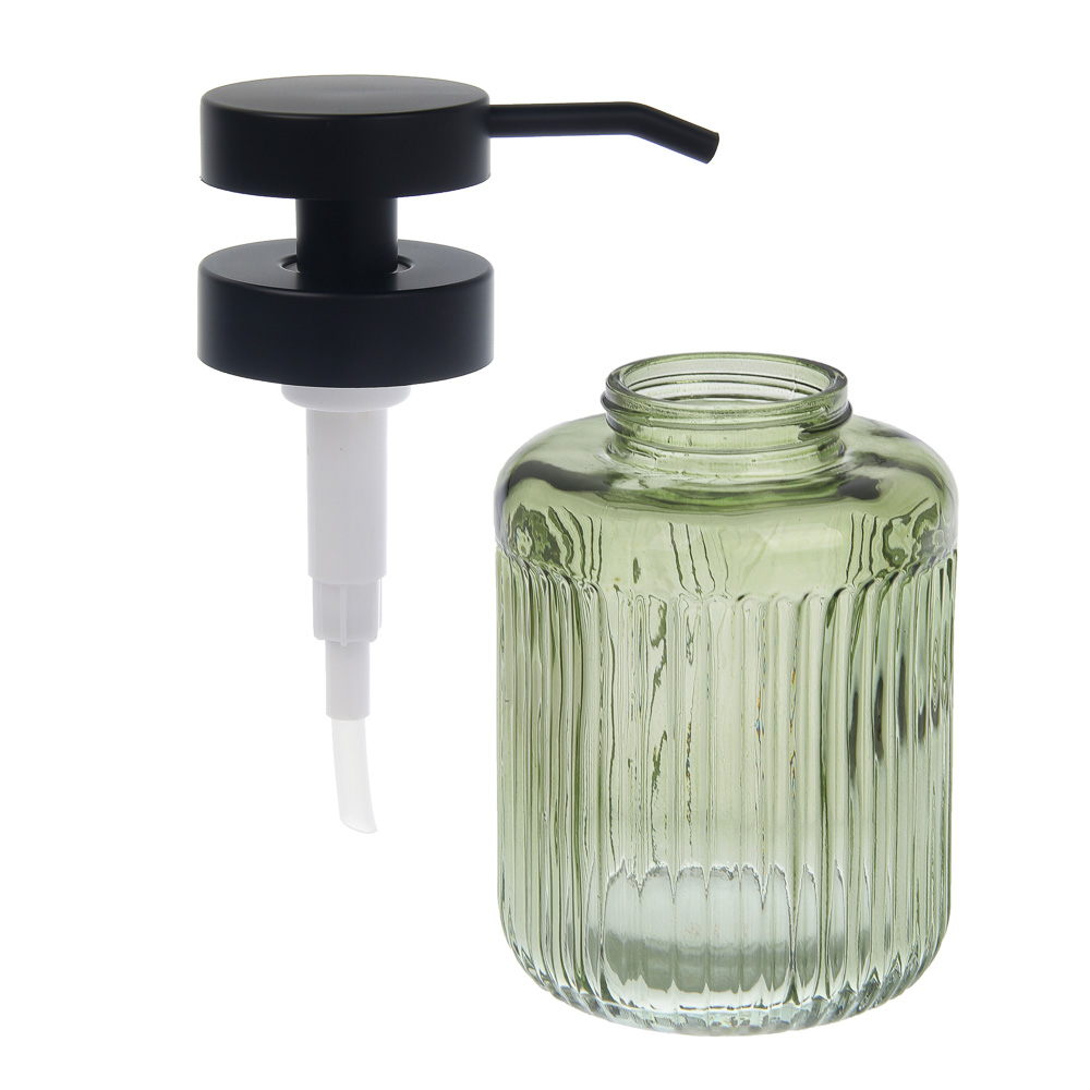 Диспенсер для жидкого мыла тм VETTA Ингрид, 320мл, стекло, зеленый, 8x8x14,5см - #3