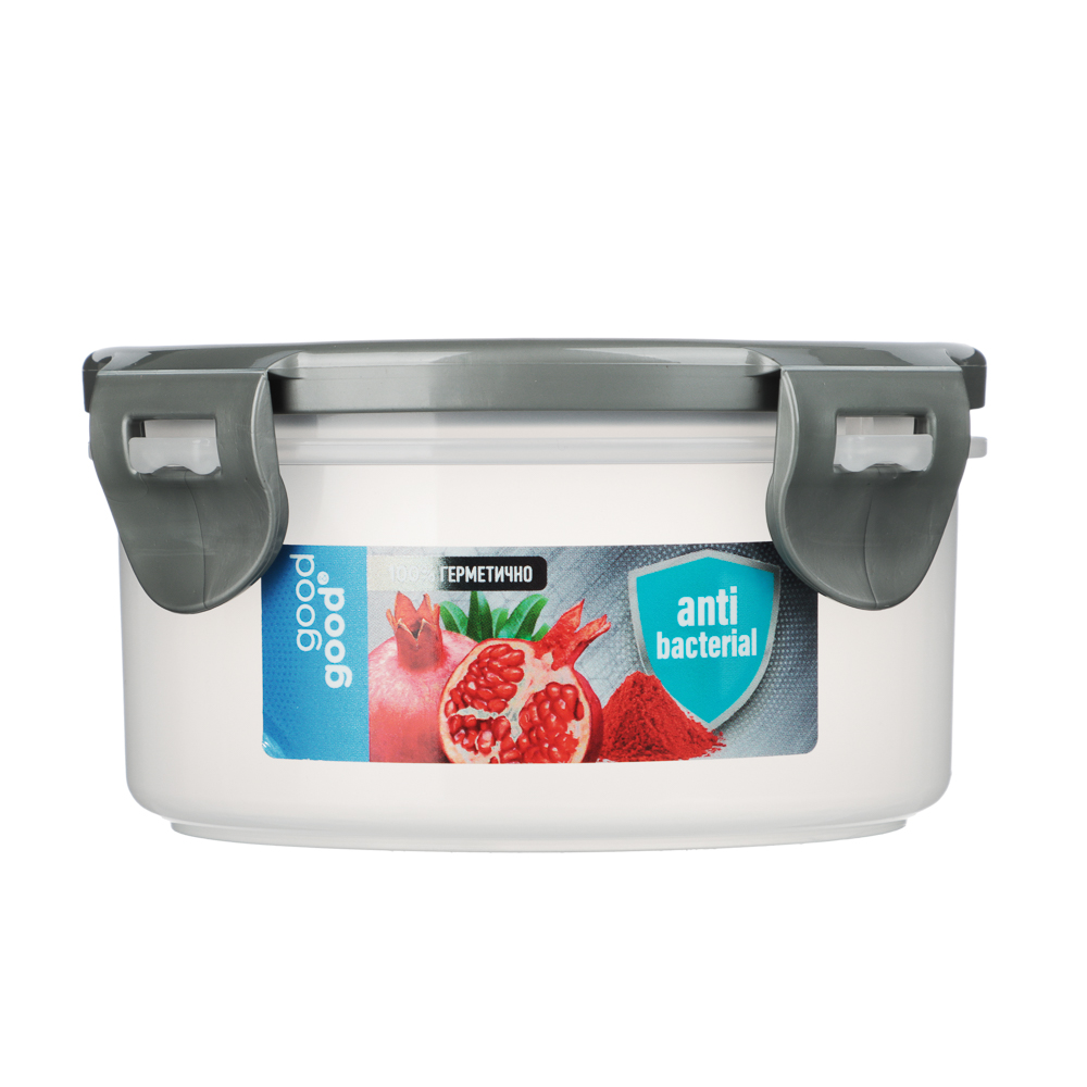 Контейнер герметичный для СВЧ с защелками, круглый, 0,35л, D-12см, H-6см, пластик - #7