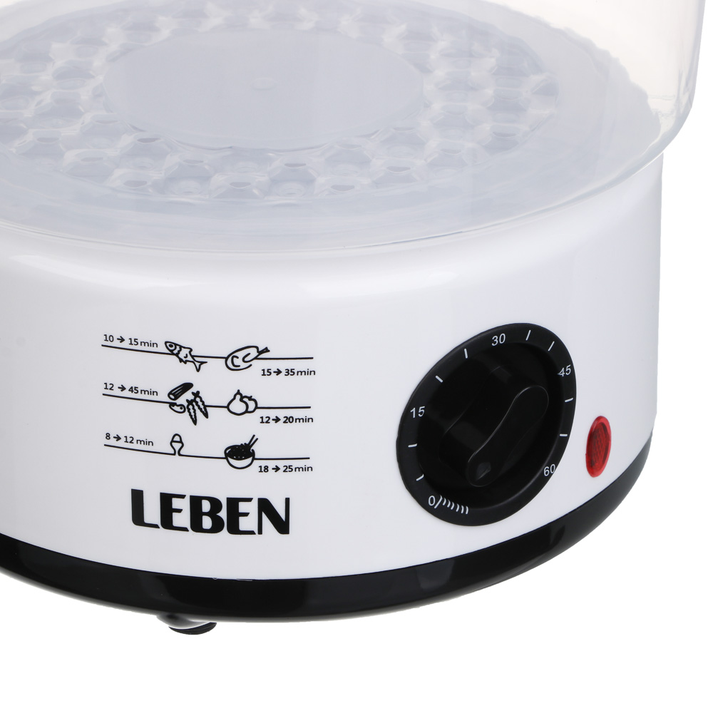 LEBEN Пароварка-мантоварка электрическая 800Вт, 3 яруса, 7,5 л, таймер, 220В - #3