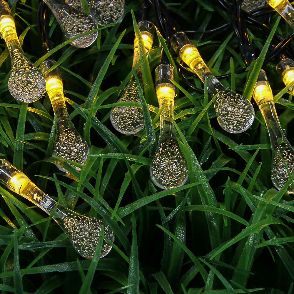 INBLOOM Гирлянда на солн.батарее Капля, 25LED, 7м, шампань, 2 реж, ПВХ зел, 2V80mA, 1.2V600mAh - #1