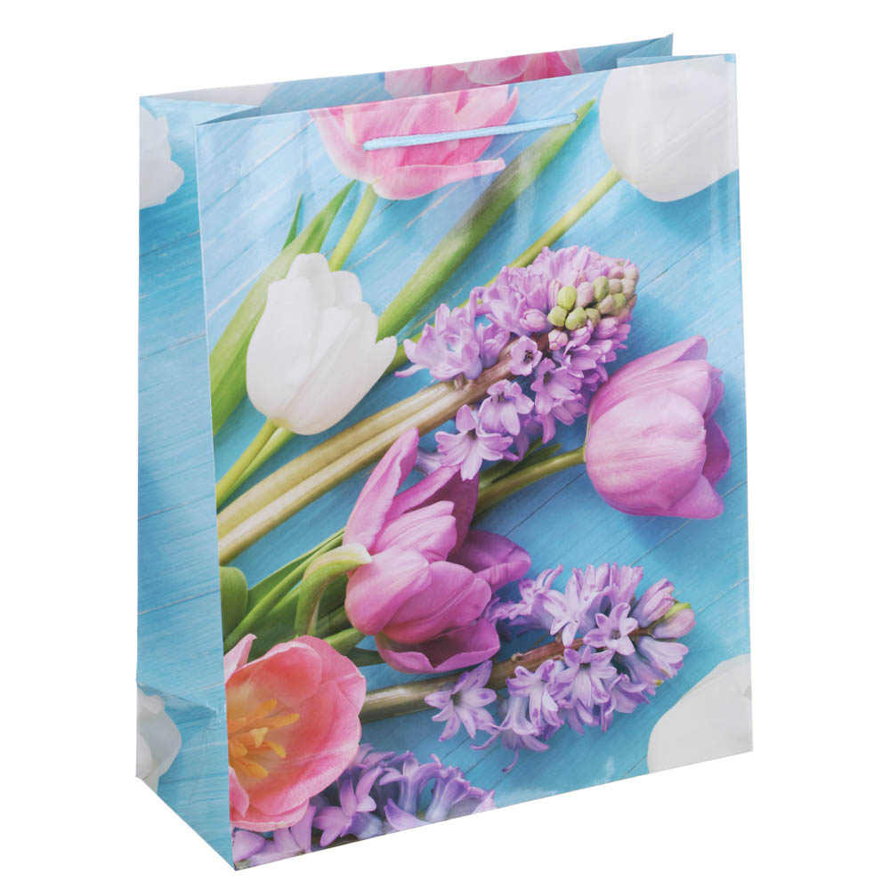 LADECOR Пакет подарочный, бумажный, 26x32x10 см, 4 дизайна, тюльпаны - #2
