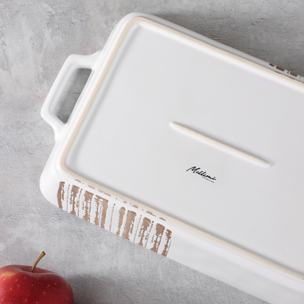 MILLIMI Форма для запекания и сервировки прямоугол.с ручками, керамика, 31х19х5,5см, 1,4л, белая - #15