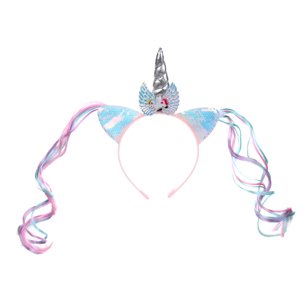 СНОУ БУМ Ободок "Единорог", диаметр 11,5см, пластик, полиэстер - #1