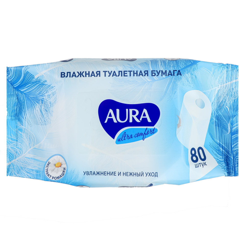Туалетная бумага влажная Aura "Ultra comfort", 80 шт - #1