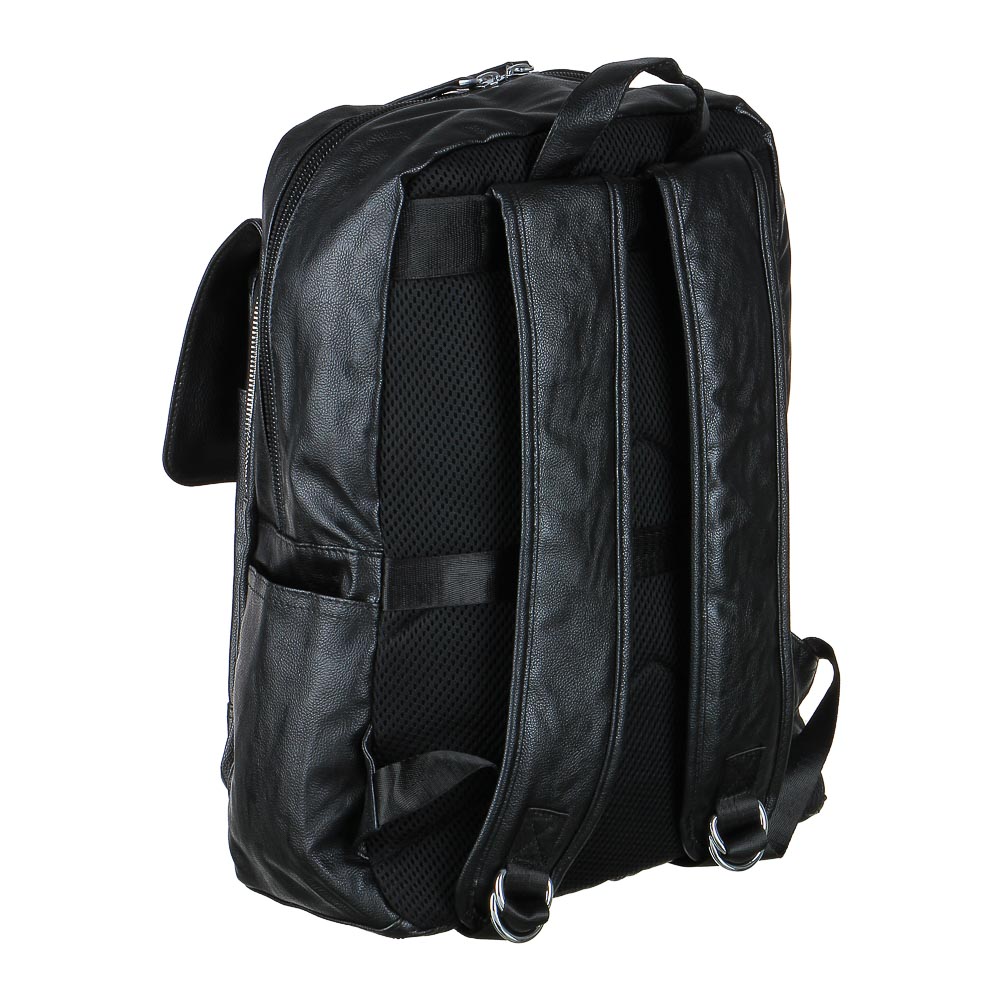 Рюкзак универсальный 40x30x14см, 1 отд., 4 карм., клапан на магните, пряжка, иск.кожа ПРЕМИУМ,черный - #3
