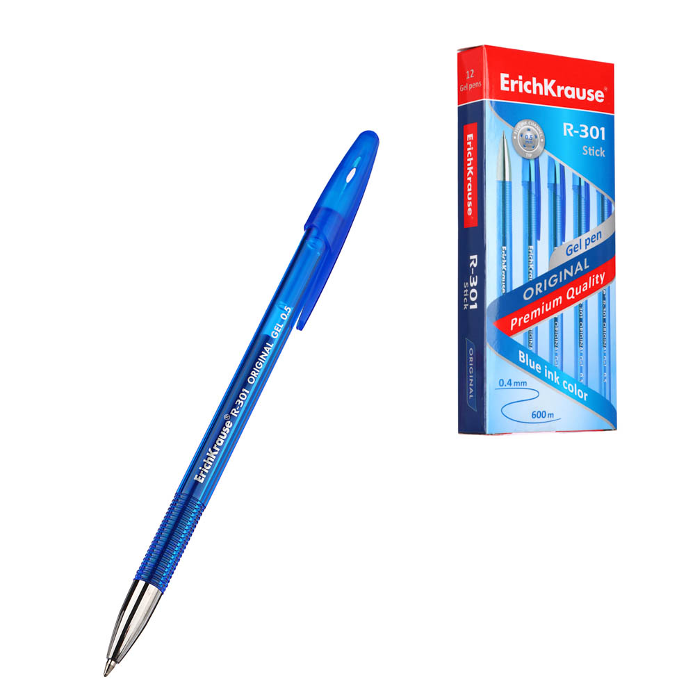 Erich Krause Ручка гелевая синяя "R-301 Ориджинал Джел", 0,5мм, синий корпус, пластик, 40318 - #1