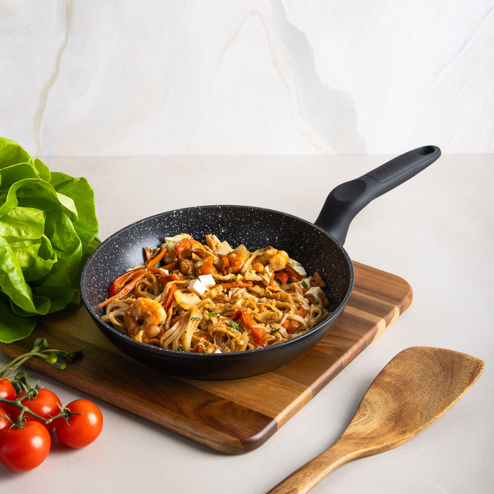 SATOSHI Стоун Сковорода литая с крышкой d24см, антипригарное покрытие мрамор, индукция - #12