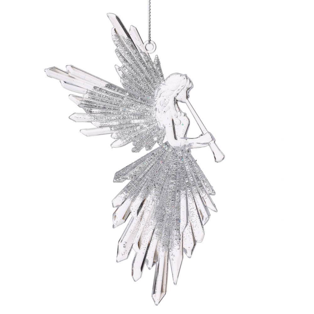СНОУ БУМ Подвеска декоративная "Ангел", 17х11.5 см, акрил, глиттер - #1