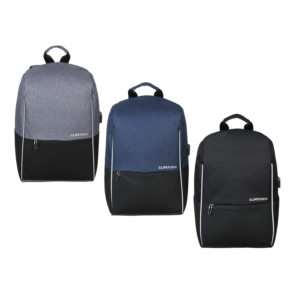 Рюкзак подростковый, 45x32x15см, 1 отделение, ПЭ, иск.кожа, спинка с эрг.элем., USB, 3 цвета - #1