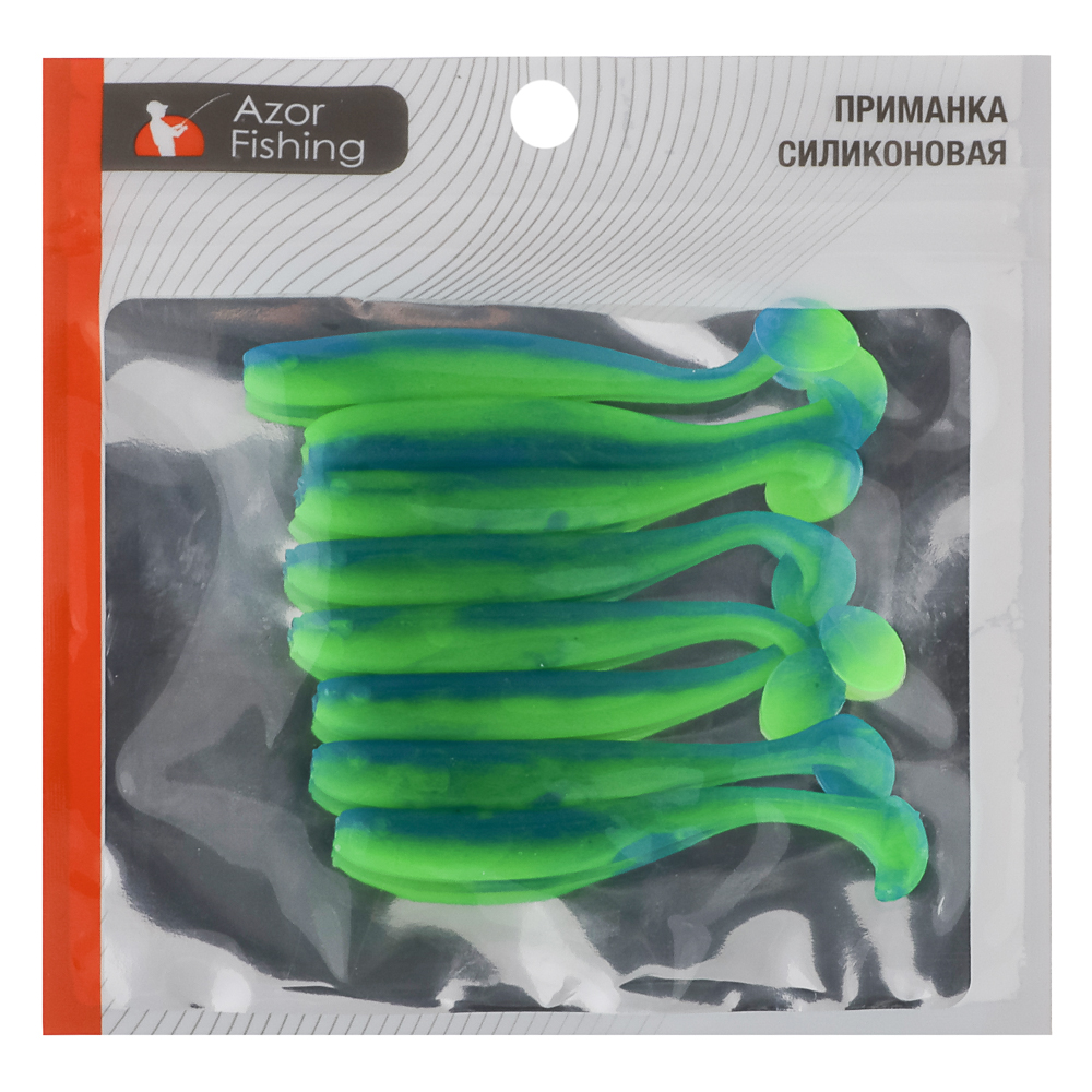 Приманка мягкая "Виброхвост оффсет 2.8" тм AZOR FISHING,силикон Премиум,70 мм,8 шт. в уп,микс цветов - #8