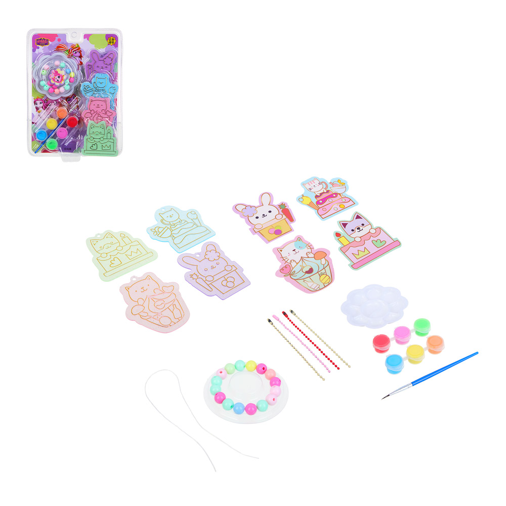 ХОББИХИТ Набор для творчества "Раскрась брелок" с браслетом, 21х15х3,85см, 3 дизайна - #1