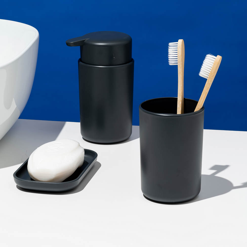 Стакан для зубных щеток Flux, 250мл, черный графит, 7,5х7,5х11см - #2