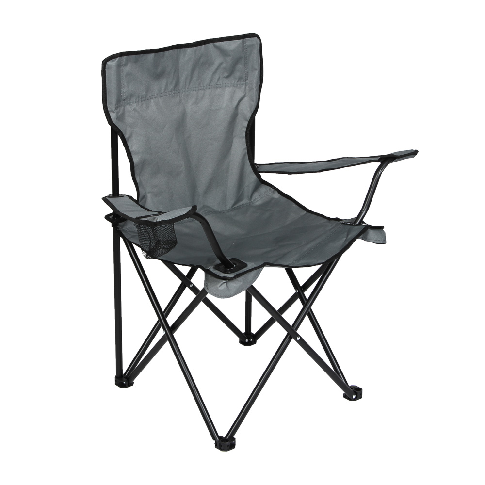 Кресло складное тм РУССО ТУРИСТО, с подлокотниками, подстаканником, до 120кг, 50х50х80см,сталь d16мм - #1