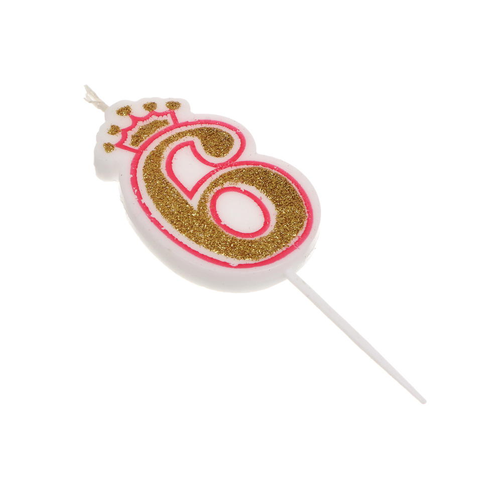 Свеча для торта тм Fntastic 5,6 см, в форме цифр (6), парафин - #3