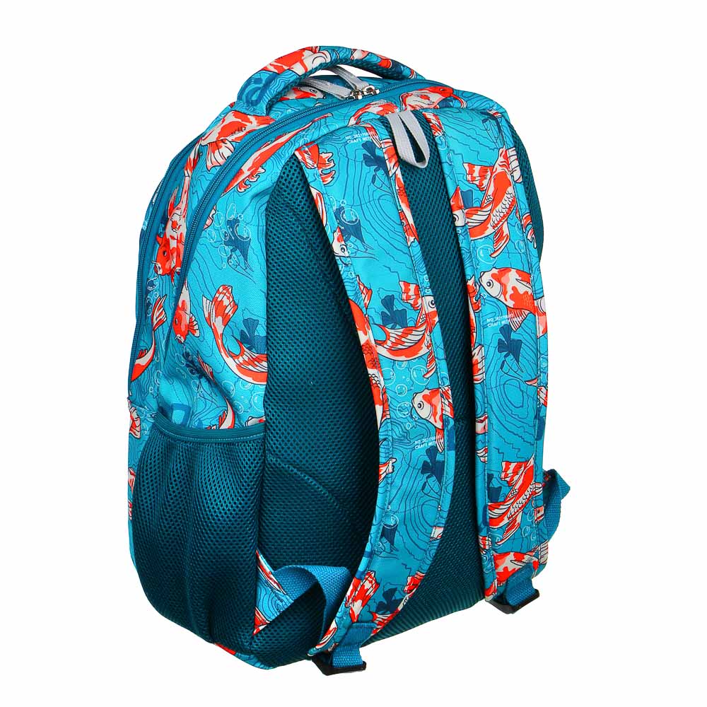 Рюкзак подростковый, 44x33x19см, "Рыбки", 2 отделения, 3 кармана, эргоном.спинка, ПЭ - #3