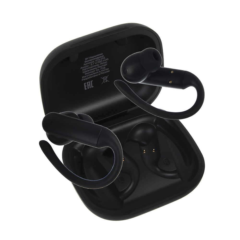 Наушники беспроводные TWS BY SportBuds, внутриканальные, 30/300 мАч, с дужками, BT5.3, чёрный - #6