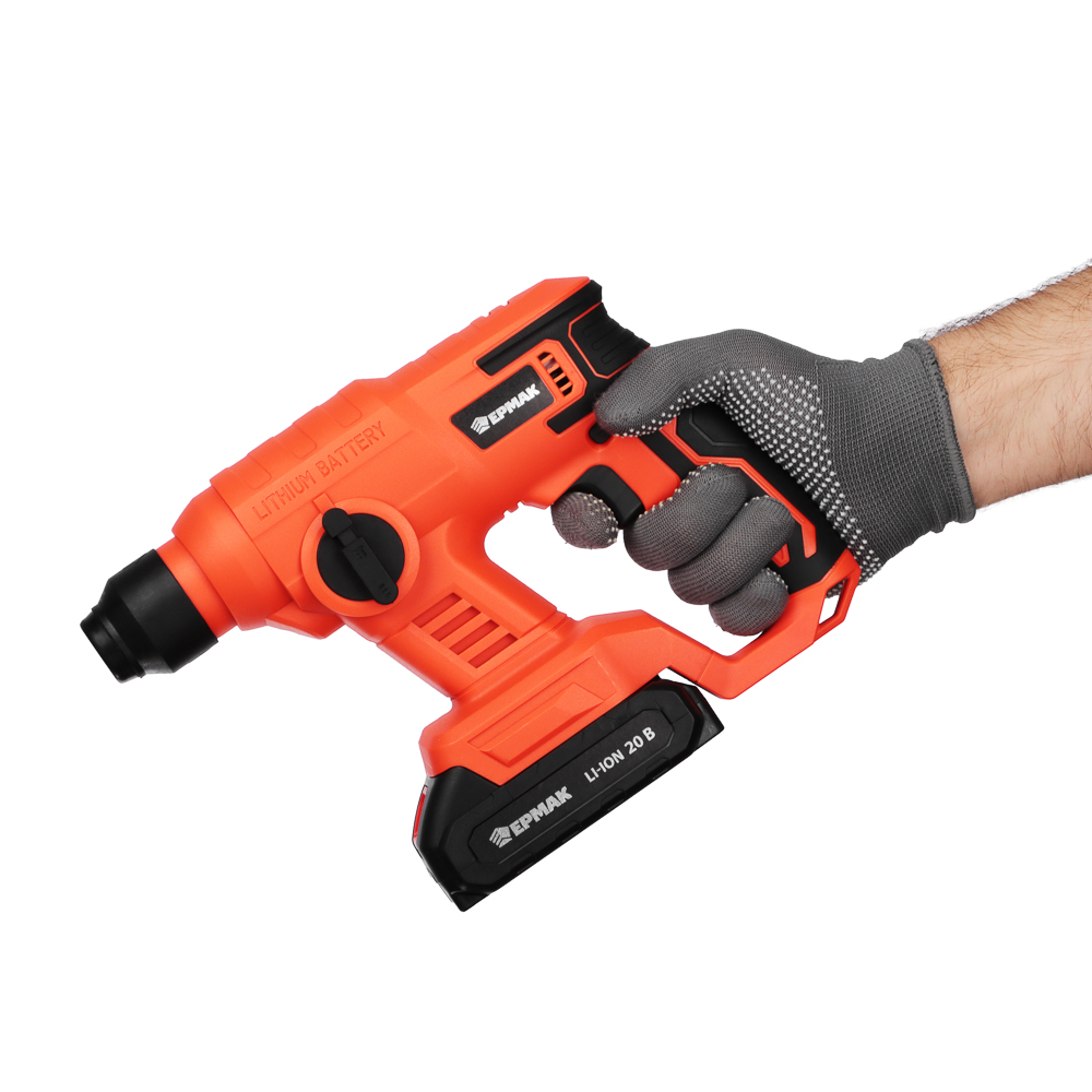 ЕРМАК Перфоратор на АКБ 20В, 2,0А Li-ion(1шт),з/у, 0-3000уд/мин,0-1200 об/мин,SDS-Plus, 1.50 Дж(ONE) - #8