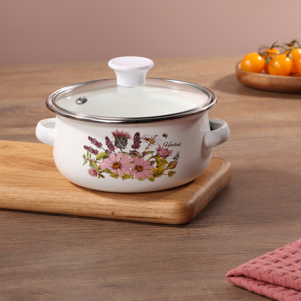 Набор мини-кастрюли 2шт.+салатник 1шт., с крышками, 6 пр (14/16/+14см, 0,7/1,1+0,7л) "Ботаника" - #12