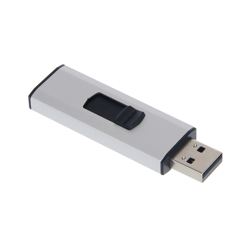 Флеш-карта USB2.0 BY 32Гб выдвижная Silverslide, блистер, алюминий, пластик, серебристый - #3