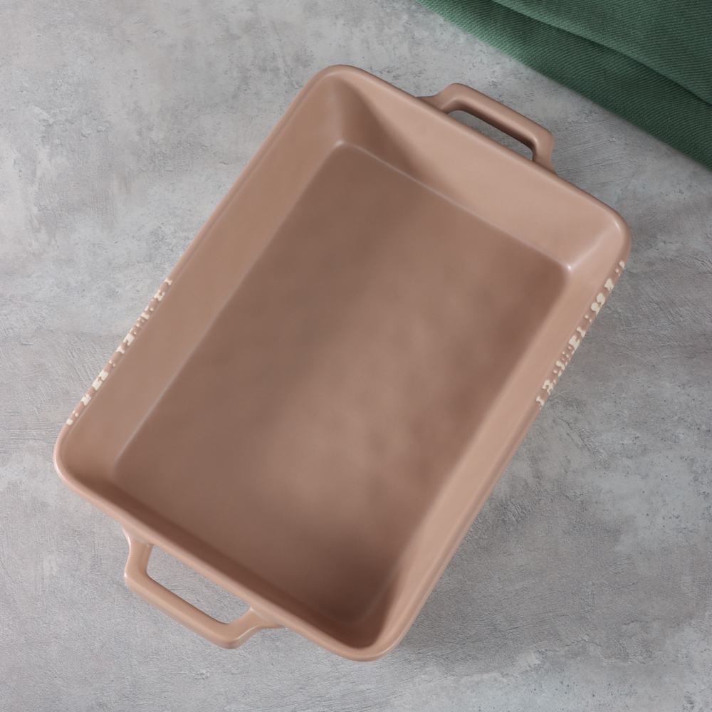 MILLIMI Форма для запекания и сервировки прямоугол.с ручками, керамика, 31х19х5,5см, 1,4л, бежевая - #14