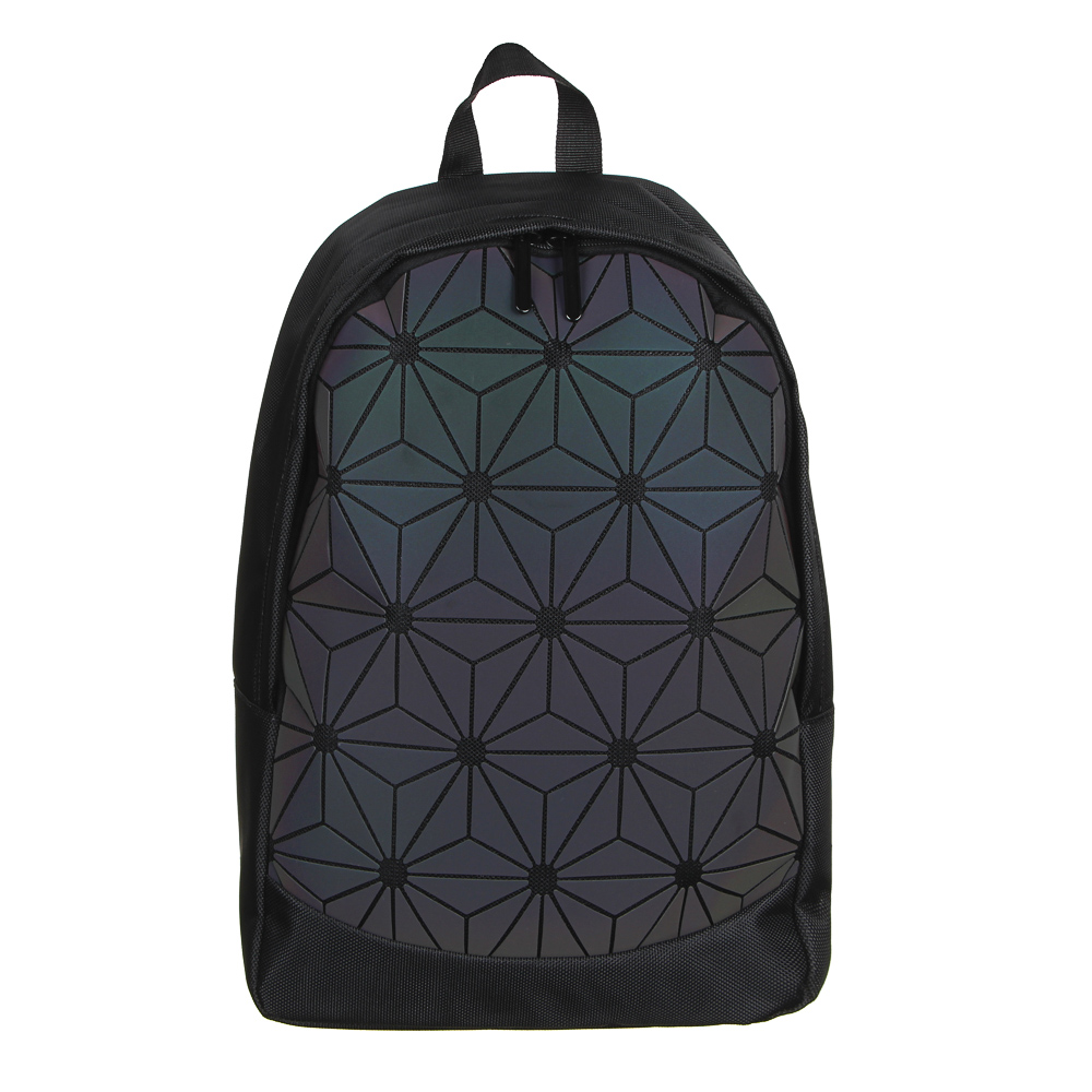 Рюкзак подростковый, 41x29x14см, ПЭ, 1 отд, светоотраж.пластик. передняя панель "хамелеон", черный - #1