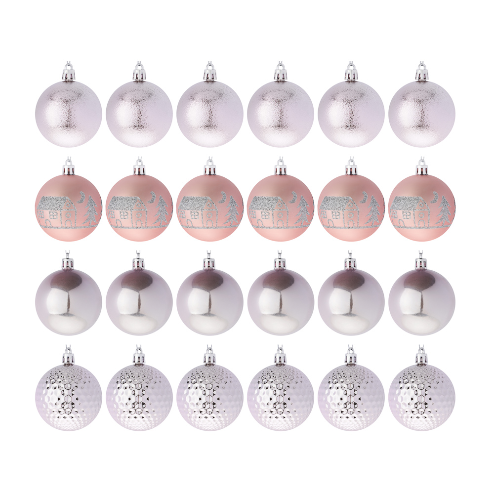 СНОУ БУМ Набор шаров 6 см, 24 шт, пластик, глиттер, 26-206 - #1