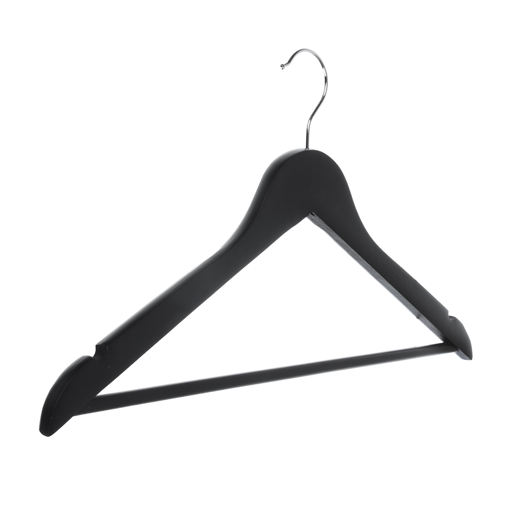 Вешалки для одежды тм VETTA, 3шт, 45см, деревянные, хром, цвет черный - #3