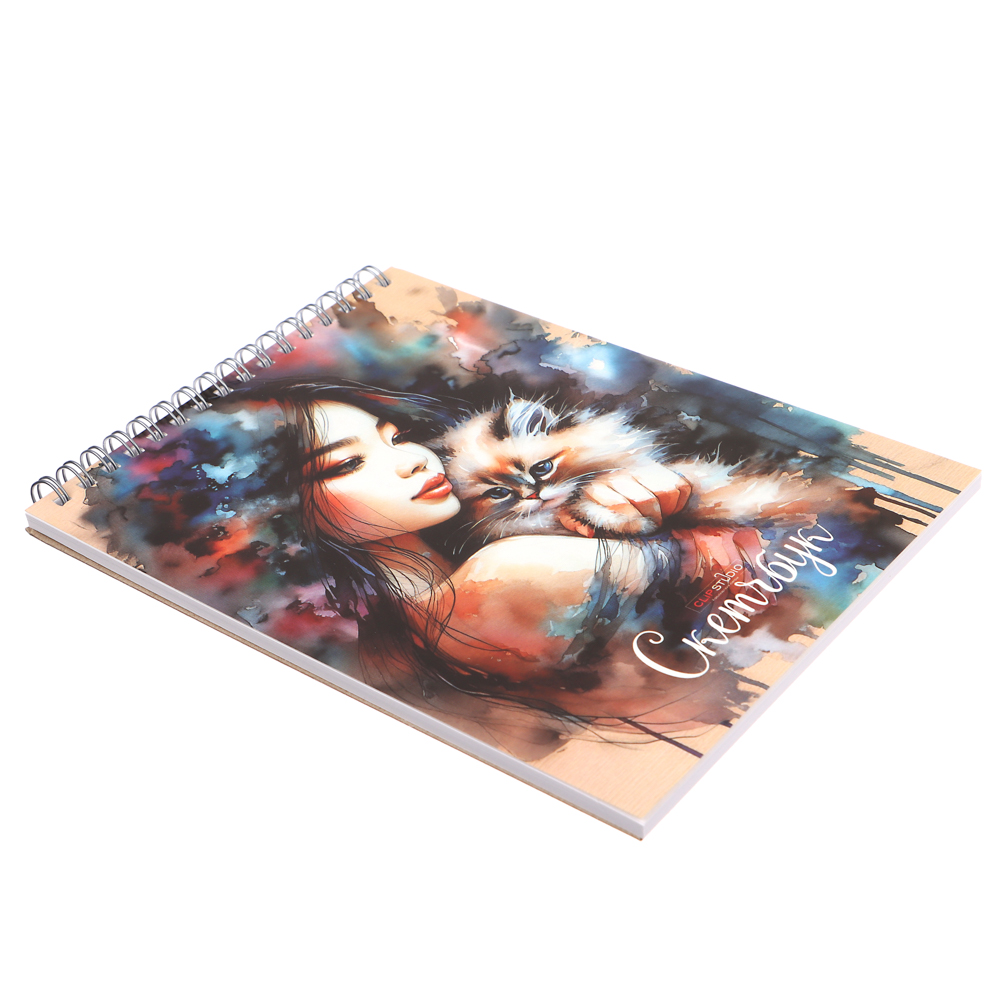 Скетчбук А5 (альбом), 14,5х20cм, 30л. обл. картон, блок 120г/м2, спираль, тв. подложка, 4 диз. - #6