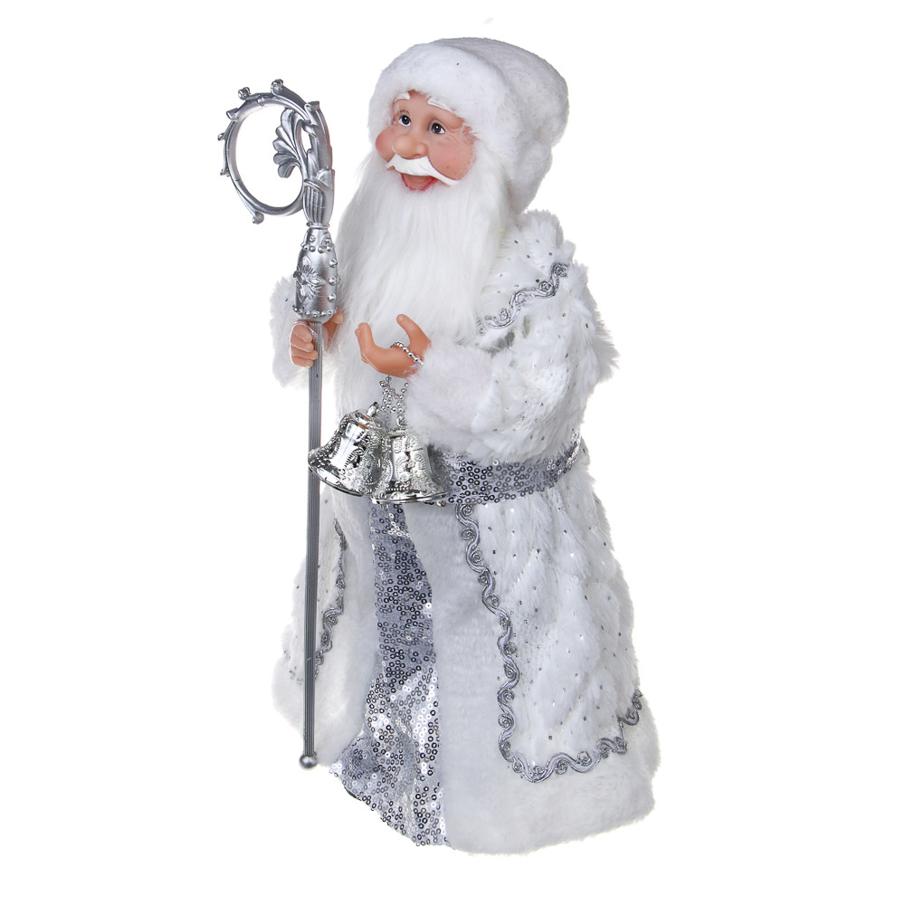 СНОУ БУМ Дед Мороз 42 см белый с серебром, PVC, полиэстер - #2