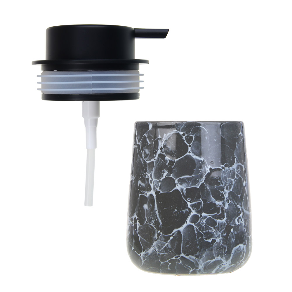 VETTA Дозатор для жидкого мыла, 320 мл, 13x9x9 см, керамика, "Космос", мрамор серый - #3