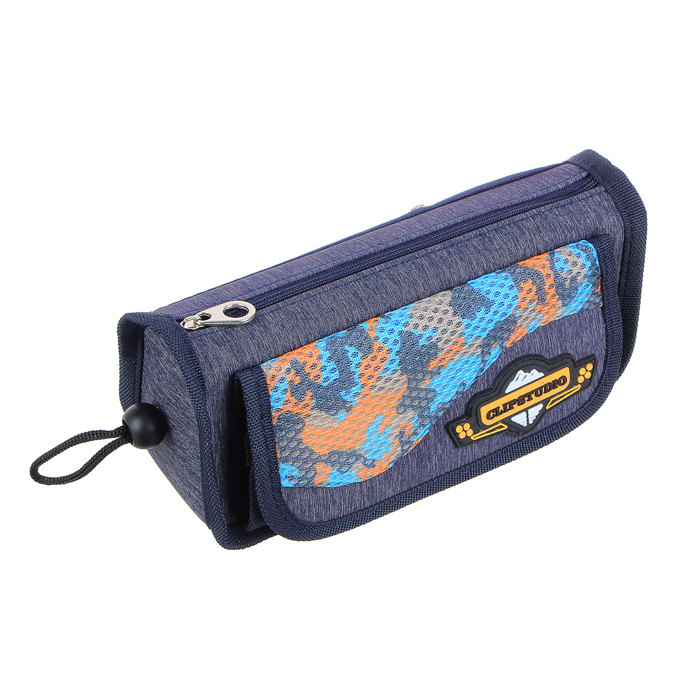 Пенал прямоугольный 20х9х5,5см, 1 отд., 1 карман, п/э под ткань, нашивка, ручка с фиксатором, 3цвета - #2