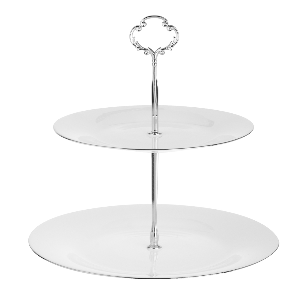 MILLIMI Аура Этажерка двухъярусная, размер тарелок 20см, 25см, опаловое стекло - #1